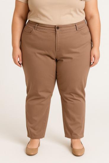 Große Größen Baumwollhose, Kamel