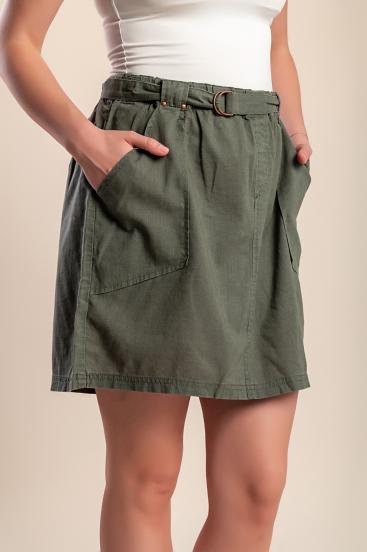 Plus Size Leinen Minirock, Oliv