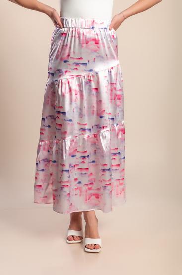 Langer Rock mit Print, rosa