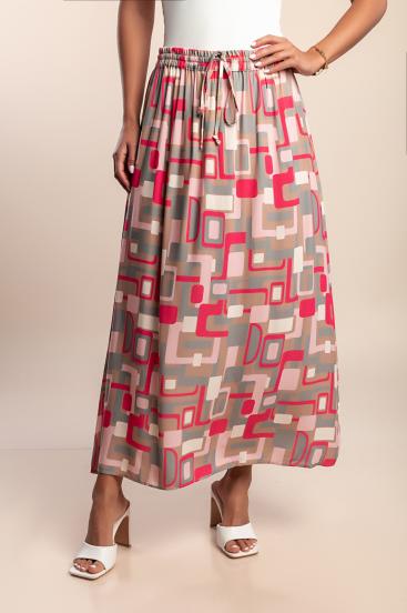 Langer Rock mit Print, rosa