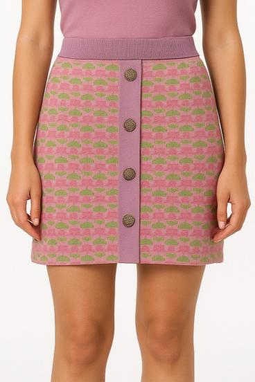 Baumwollrock mit Print, rosa