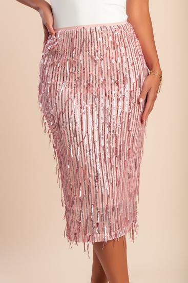 Edler Midirock mit Pailletten, rosa