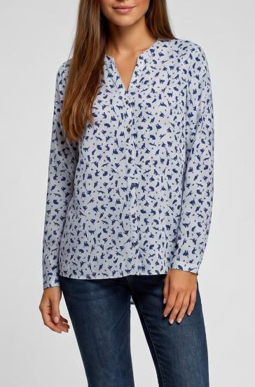 Plus Size Bluse mit Print, Hellblau