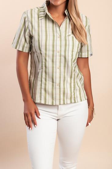 Gestreiftes Kurzarmshirt, grün