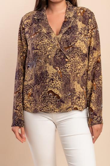 Bedruckte Bluse, braun