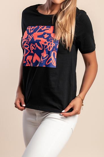 T-Shirt mit Aufdruck, schwarz