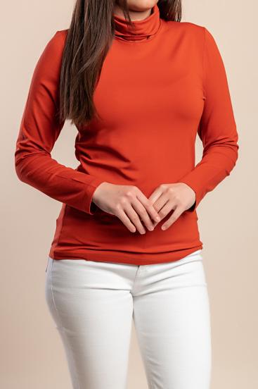 Plus Size High Neck Top, Ziegelrot