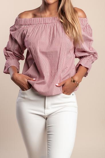 Bluse mit Streifenprint, rot