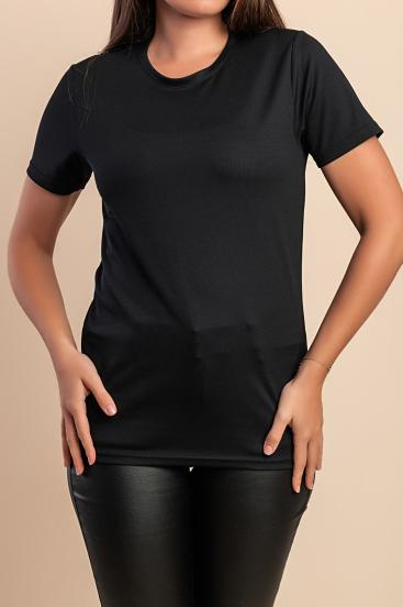 T-Shirt mit rundem Ausschnitt, schwarz