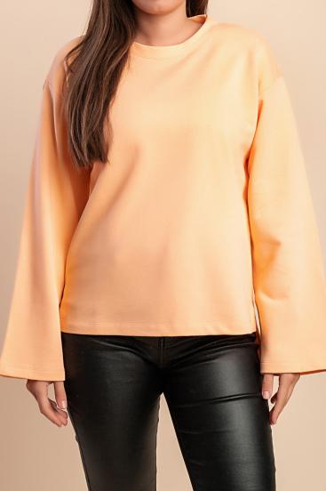 Baumwollbluse mit Print, orange