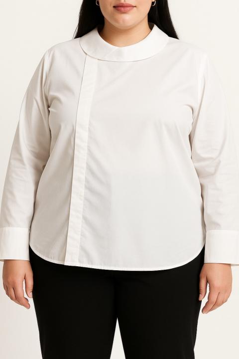 Große Größen Baumwollbluse, weiß