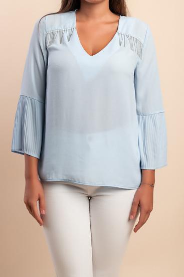 Sweatshirt mit plissiertem Detail, hellblau