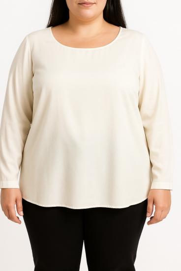 Große Bluse mit rundem Ausschnitt, weiß
