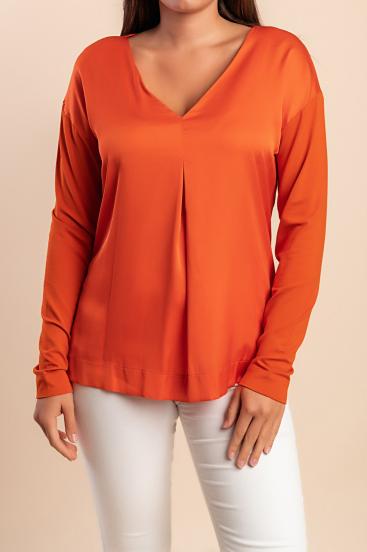 Bluse mit "V"-Ausschnitt, orange