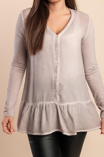 Bluse mit Knöpfen, grau