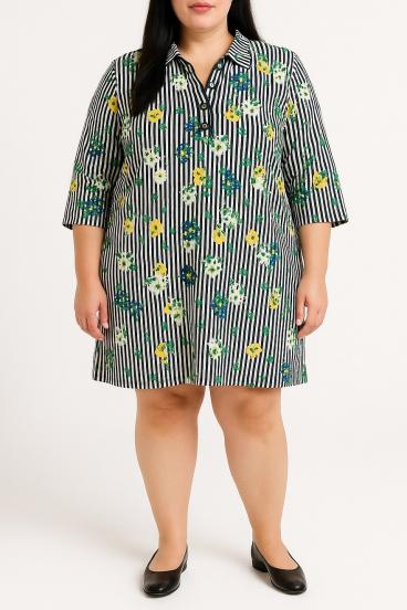 Große Bluse mit Blumenmuster, weiß