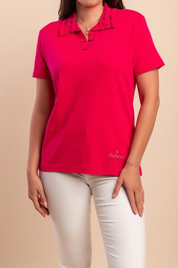 T-Shirt mit Kragen, rosa