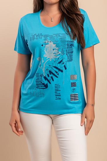 Bedrucktes T-Shirt, hellblau
