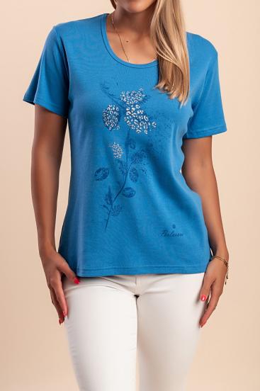 Baumwoll-T-Shirt mit Aufdruck, blau