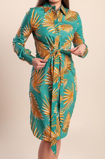 Bedrucktes Hemdblusenkleid, grün