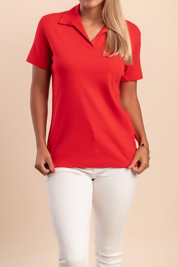 Plus Size Baumwollhemd mit Kragen, rot