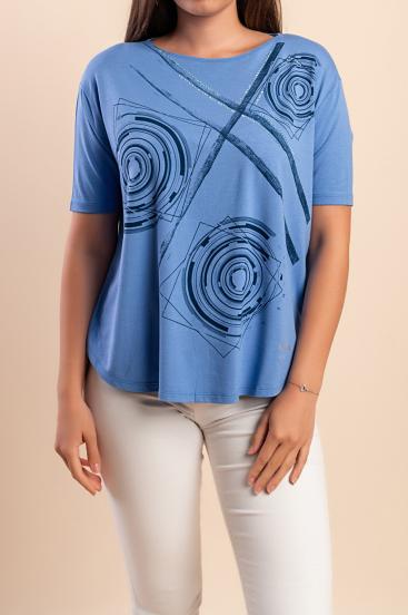 T-Shirt mit Aufdruck, blau