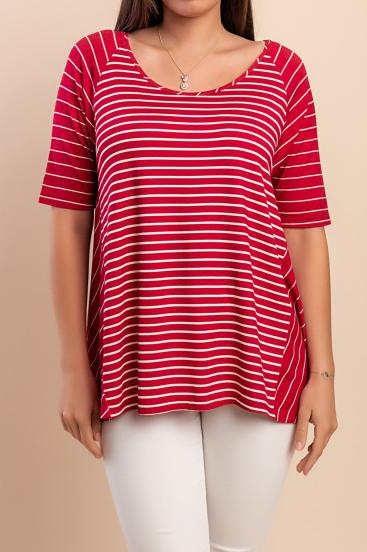 T-Shirt mit Streifenprint, rot