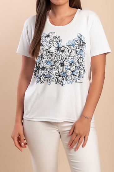 Baumwoll-T-Shirt mit Aufdruck, weiß
