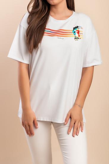 Baumwoll-T-Shirt mit Aufdruck, weiß