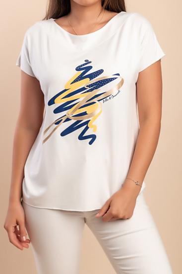 Bedrucktes T-Shirt, weiß