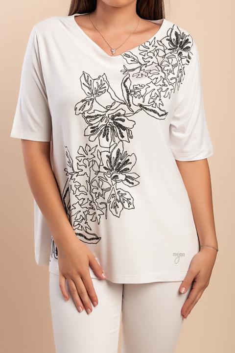 Bedrucktes T-Shirt, weiß