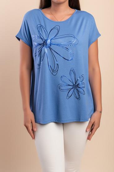 Bedrucktes T-Shirt, blau