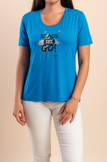 T-Shirt mit Aufdruck, blau