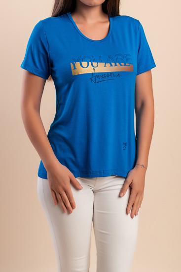 T-Shirt mit Aufdruck, blau