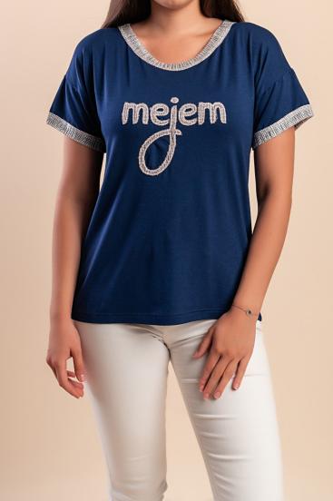 T-Shirt mit Print, dunkelblau