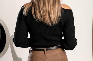 Eleganter Pullover mit offenen Schultern "Suniva", schwarz