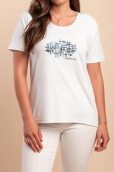 Baumwoll-T-Shirt mit Aufdruck, weiß