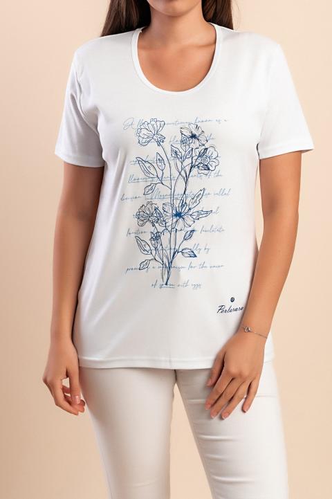 Baumwoll-T-Shirt mit Aufdruck, weiß