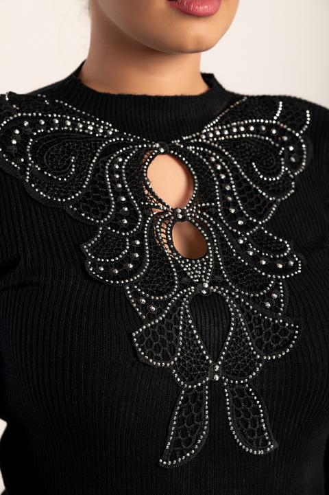 Eleganter Pullover mit dekorativem Detail "Sunna", schwarz
