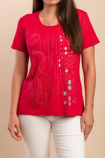 Baumwoll-T-Shirt mit Aufdruck, rot