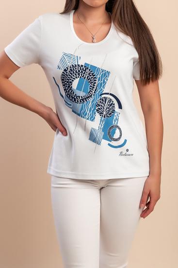 Bedrucktes T-Shirt, weiß
