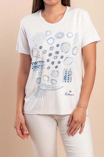 Baumwoll-T-Shirt mit Aufdruck, weiß