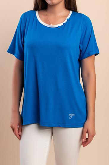 Viskose-T-Shirt, blau