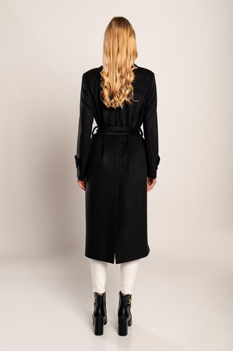 Eleganter langer Mantel Canossa, schwarz