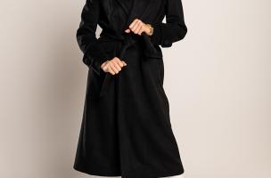Eleganter langer Mantel Canossa, schwarz