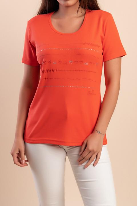 T-Shirt mit Aufdruck, orange