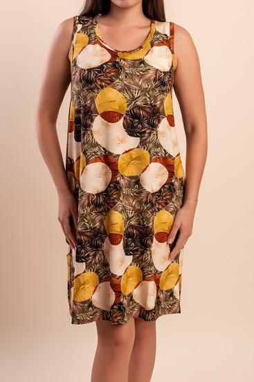 Midikleid mit Print, braun
