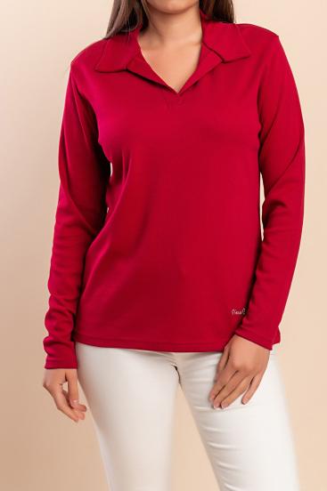 Langarmshirt mit Kragen, rot