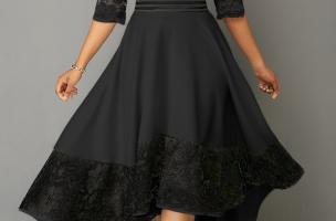 Elegantes Kleid mit Spitze Bianca, schwarz