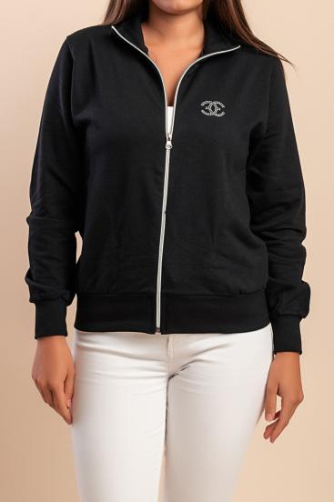 Reißverschlussjacke, schwarz